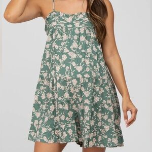 Sage Floral Tiered Maternity Romper
